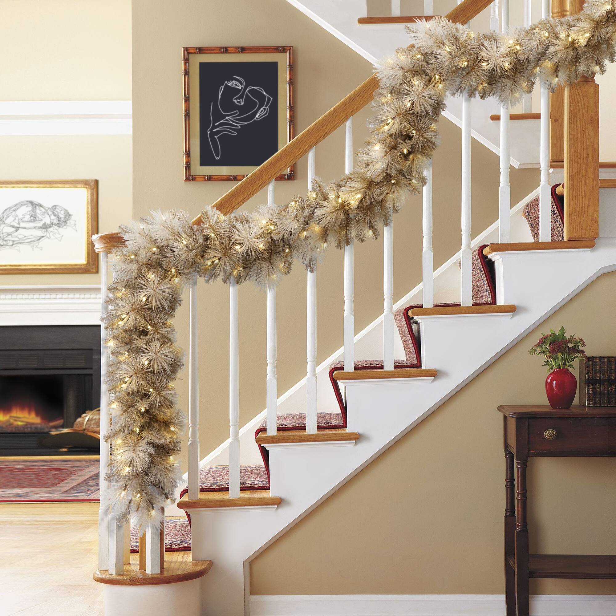 9ft. Pre-Lit Tan Artificial Garland with Incandescent Lights